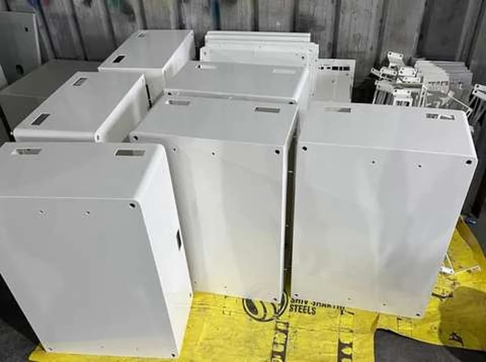 Finished powder coated battery enclosures ready for despatch